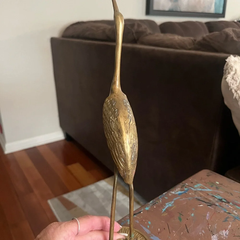 Vintage Elegant Gold Crane Figurine - Picture 3 of 7